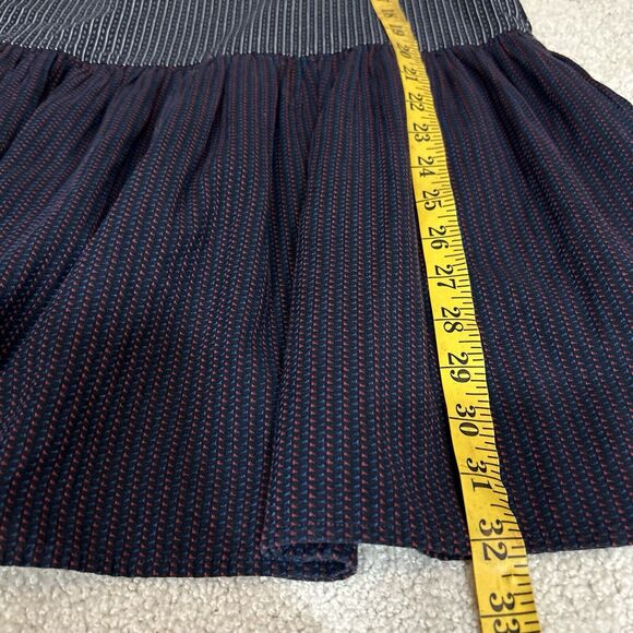 Opening Ceremony Mixed Print Fit & Flare Mini Dress Long Sleeve Navy Blue Size 4 - Picture 7 of 8